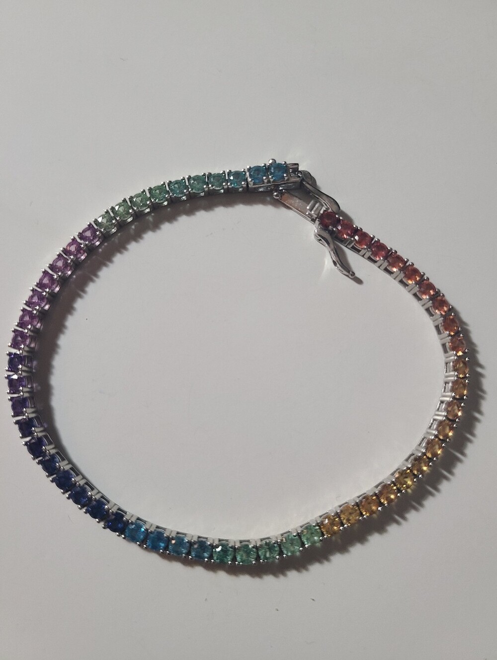 EP Fine Sapphire Rainbow Tennis Bracelet Sterling Silver